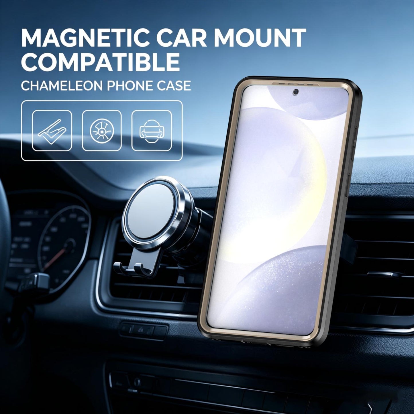 For Galaxy S26 5G Silicone Magnetic Anti-drop Protective Phone Case(Black + Gold)