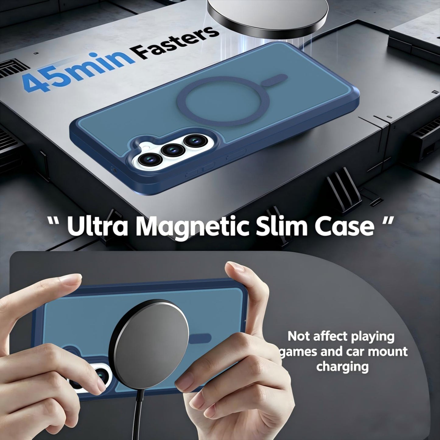 For Galaxy S26 5G Silicone Magnetic Anti-drop Protective Phone Case(Blue)