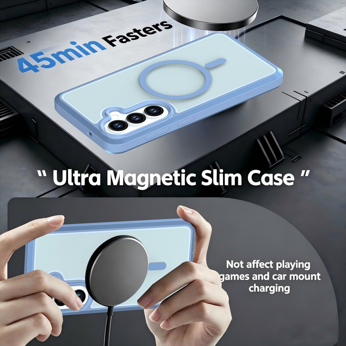 For Galaxy S26 5G Silicone Magnetic Anti-drop Protective Phone Case(Light Blue)