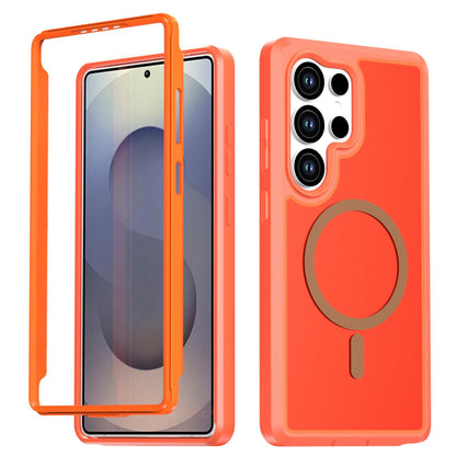 For Galaxy S25 Ultra 5G Silicone Magnetic Anti-drop Protective Phone Case(Orange)
