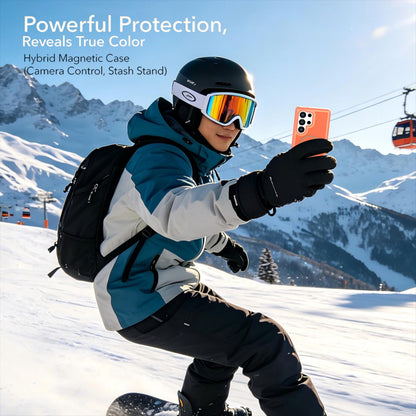 For Galaxy S25 Ultra 5G Silicone Magnetic Anti-drop Protective Phone Case(Orange)