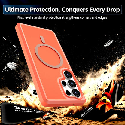 For Galaxy S25 Ultra 5G Silicone Magnetic Anti-drop Protective Phone Case(Orange)