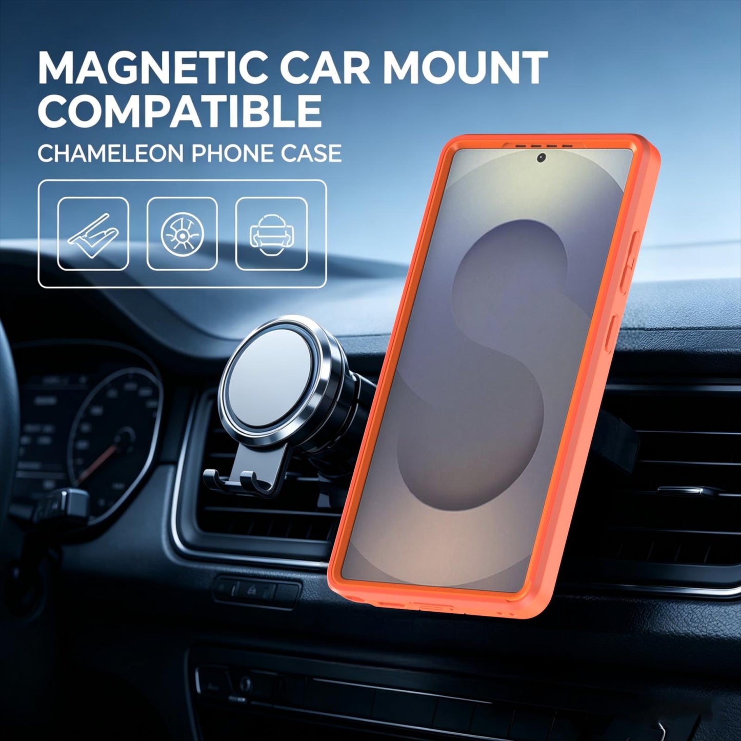 For Galaxy S25 Ultra 5G Silicone Magnetic Anti-drop Protective Phone Case(Orange)