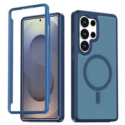 For Galaxy S25 Ultra 5G Silicone Magnetic Anti-drop Protective Phone Case(Blue)