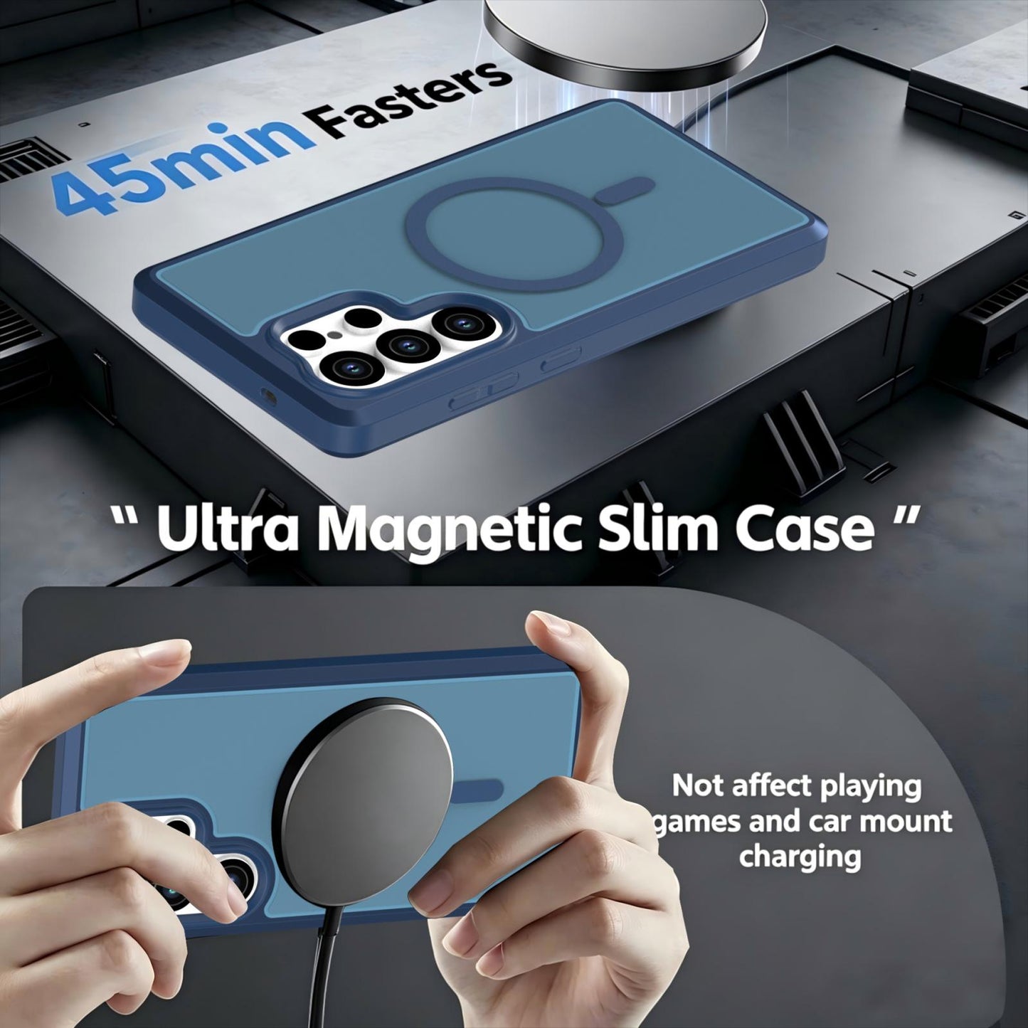 For Galaxy S25 Ultra 5G Silicone Magnetic Anti-drop Protective Phone Case(Blue)