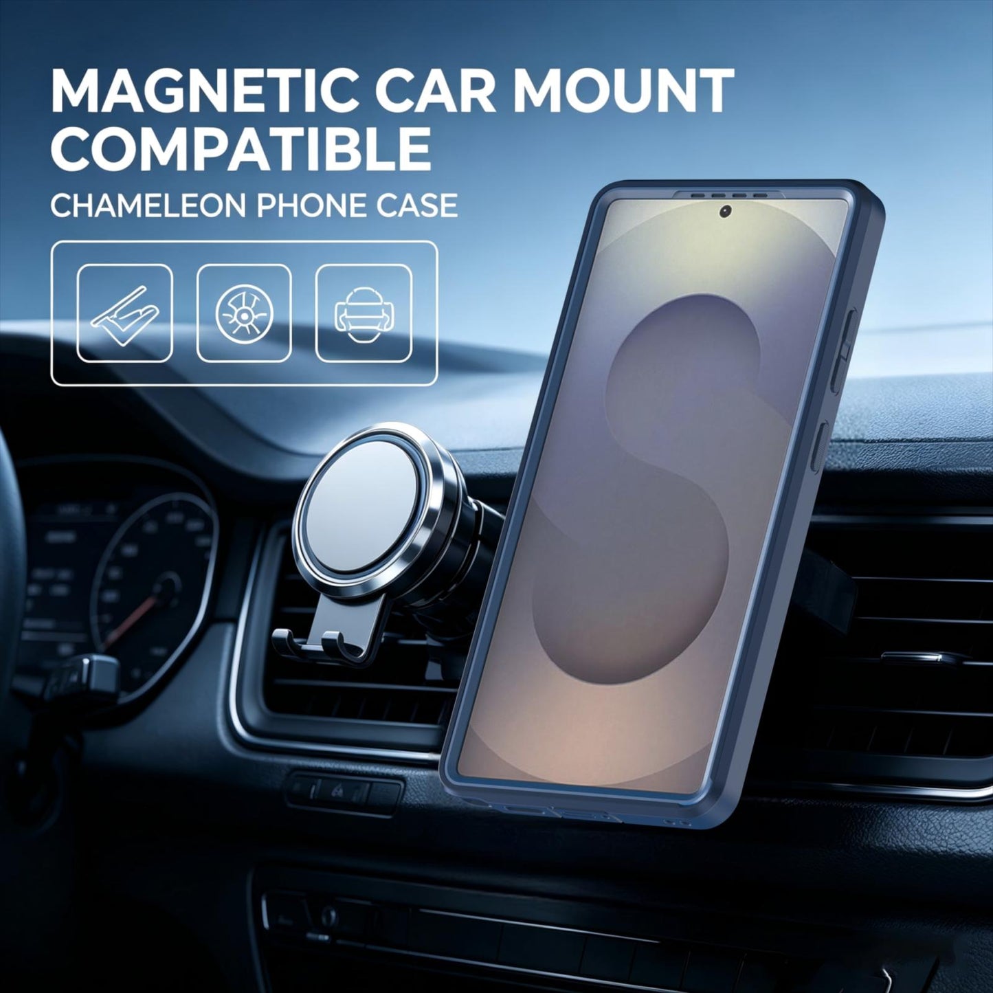 For Galaxy S25 Ultra 5G Silicone Magnetic Anti-drop Protective Phone Case(Blue)