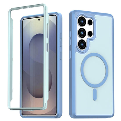 For Galaxy S25 Ultra 5G Silicone Magnetic Anti-drop Protective Phone Case(Light Blue)