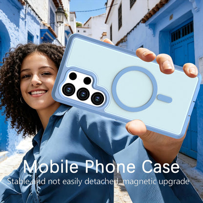For Galaxy S25 Ultra 5G Silicone Magnetic Anti-drop Protective Phone Case(Light Blue)