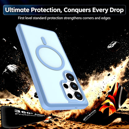 For Galaxy S25 Ultra 5G Silicone Magnetic Anti-drop Protective Phone Case(Light Blue)