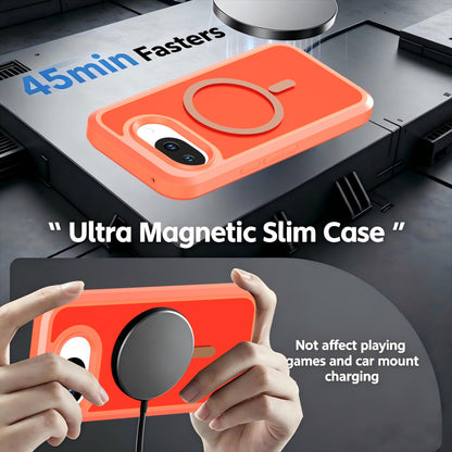 For Google Pixel 10a Silicone Magnetic Anti-drop Protective Phone Case(Orange)