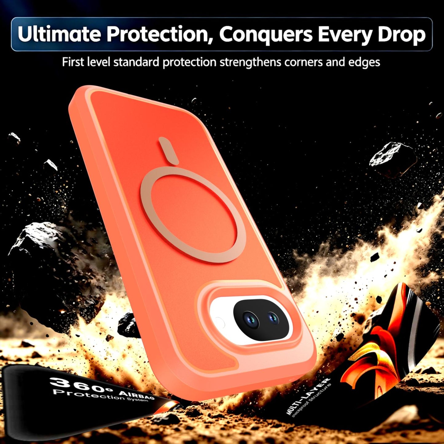 For Google Pixel 10a Silicone Magnetic Anti-drop Protective Phone Case(Orange)