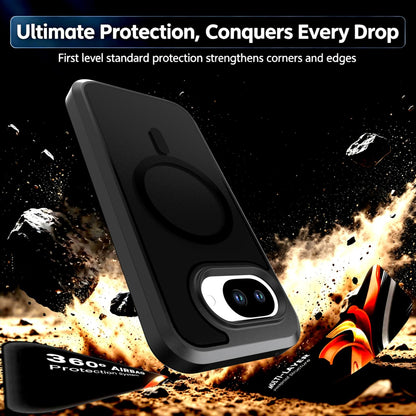 For Google Pixel 10a Silicone Magnetic Anti-drop Protective Phone Case(Black + Black)