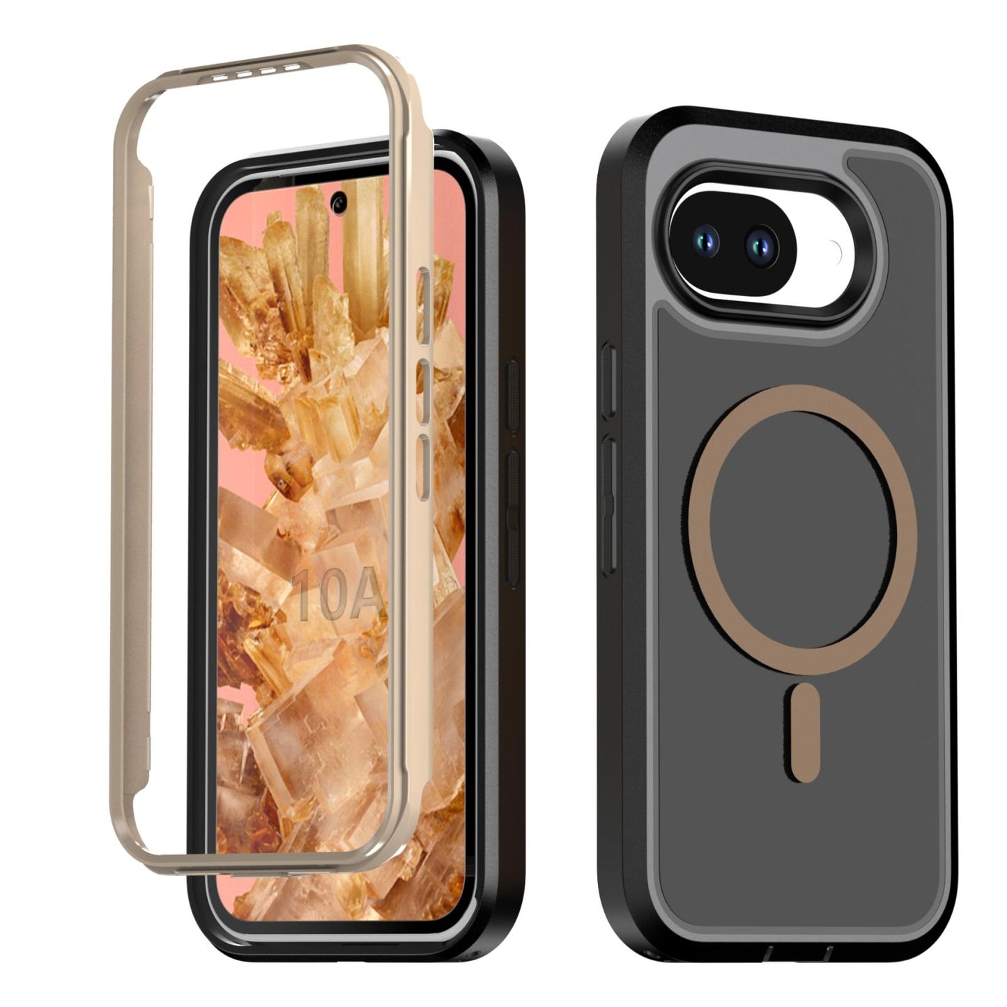 For Google Pixel 10a Silicone Magnetic Anti-drop Protective Phone Case(Black + Gold)