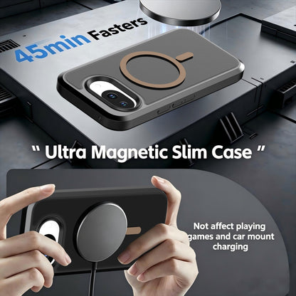 For Google Pixel 10a Silicone Magnetic Anti-drop Protective Phone Case(Black + Gold)