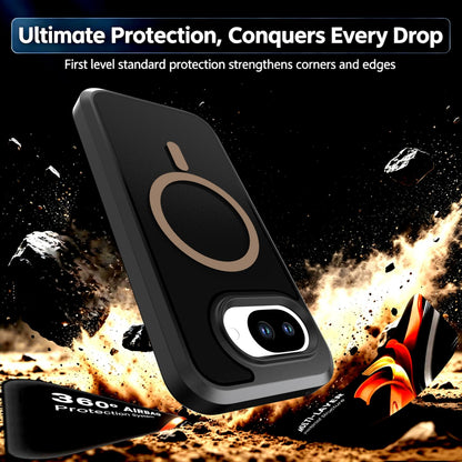 For Google Pixel 10a Silicone Magnetic Anti-drop Protective Phone Case(Black + Gold)
