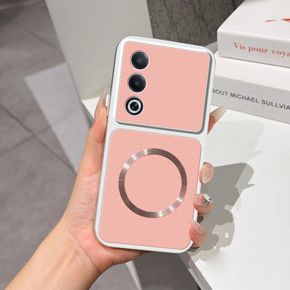 For OPPO A3 Pro 5G Global Lambskin Series Magnetic Skin Feel Phone Case(Pink)