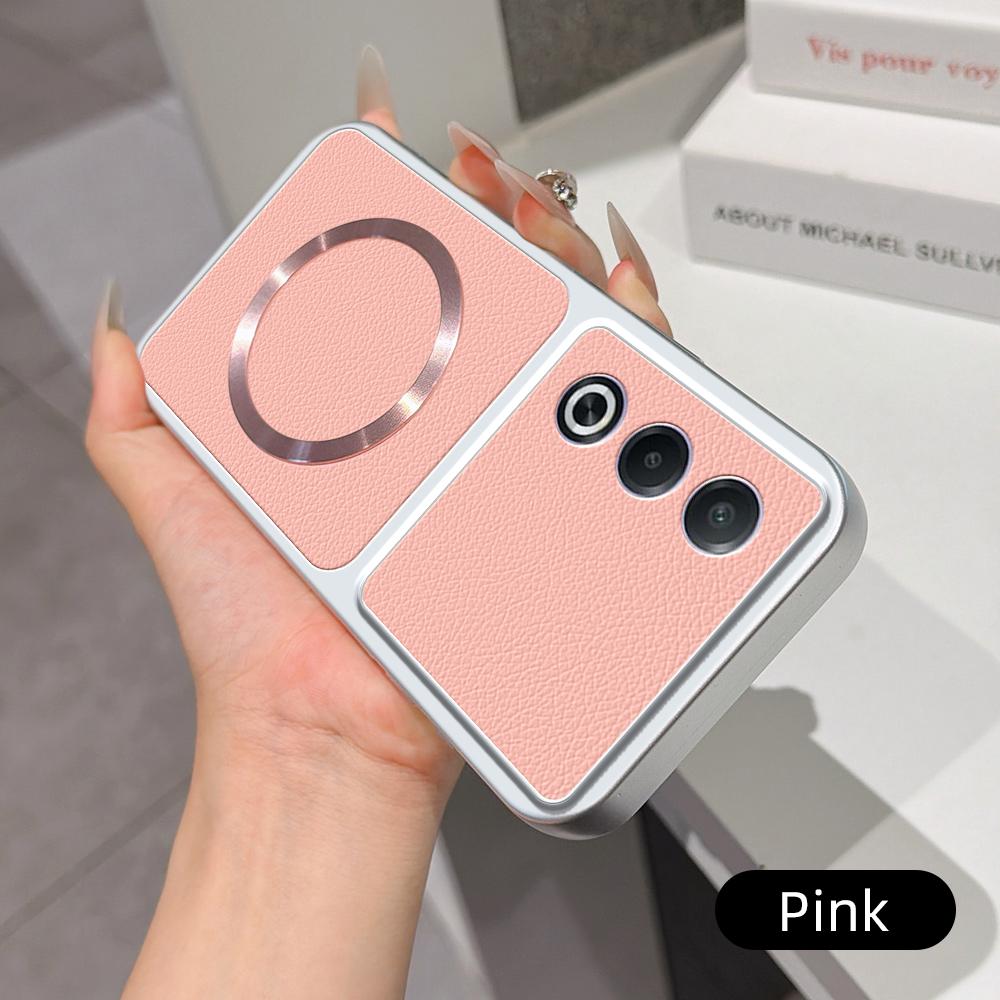 For OPPO A3 Pro 5G Global Lambskin Series Magnetic Skin Feel Phone Case(Pink)