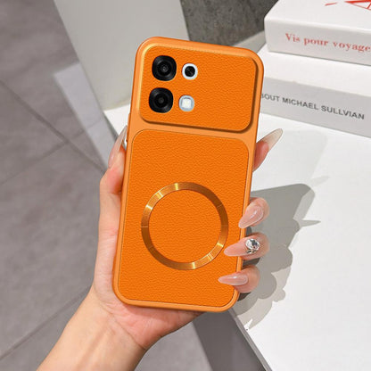 For OPPO A6 4G / 5G Global Lambskin Series Magnetic Skin Feel Phone Case(Orange)
