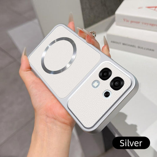 For OPPO A6 4G / 5G Global Lambskin Series Magnetic Skin Feel Phone Case(Silver)