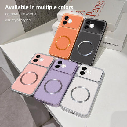 For OPPO A6s Pro 4G Global Lambskin Series Magnetic Skin Feel Phone Case(Purple)