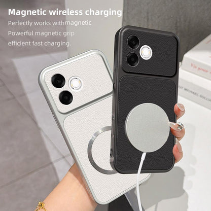 For OPPO A6s Pro 4G Global Lambskin Series Magnetic Skin Feel Phone Case(Black)