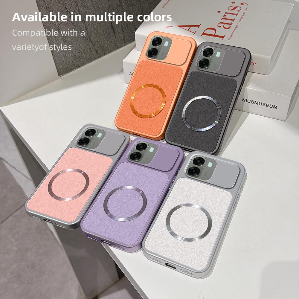 For OPPO A6x 4G / 5G Lambskin Series Magnetic Skin Feel Phone Case(Orange)