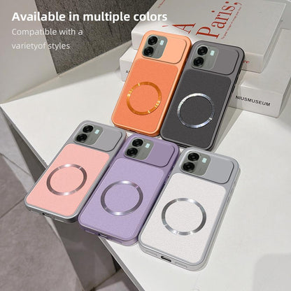 For OPPO A6x 4G / 5G Lambskin Series Magnetic Skin Feel Phone Case(Orange)