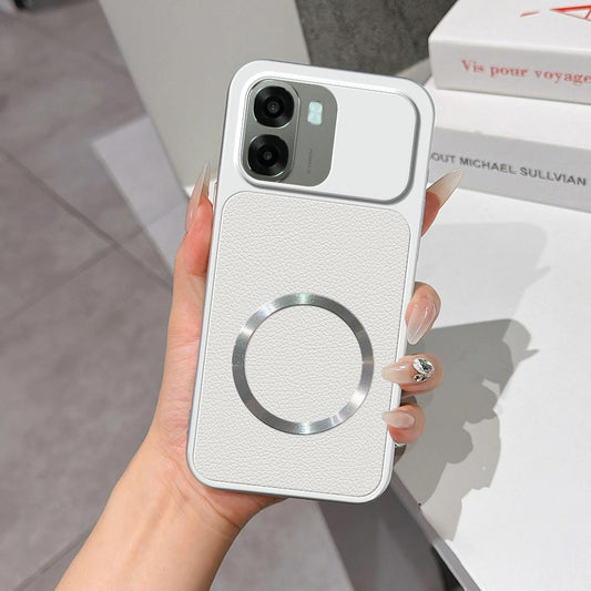 For OPPO A6x 4G / 5G Lambskin Series Magnetic Skin Feel Phone Case(Silver)