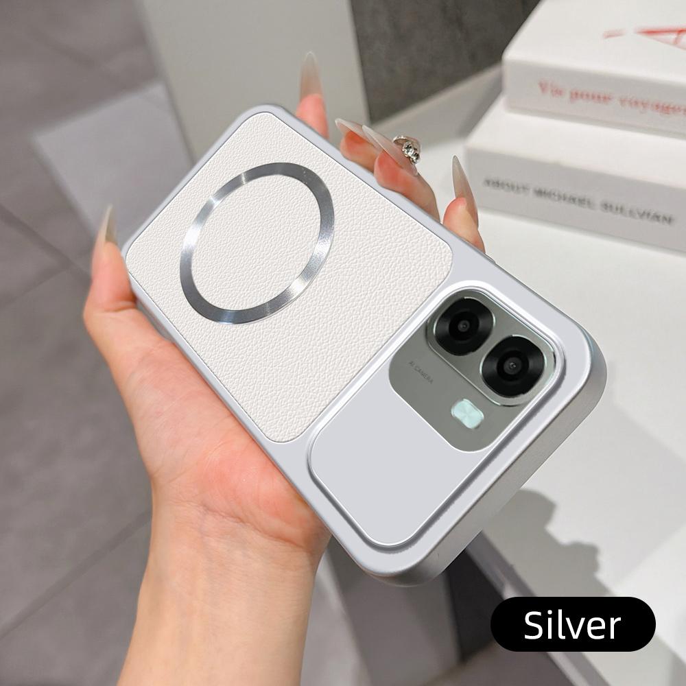 For OPPO A6x 4G / 5G Lambskin Series Magnetic Skin Feel Phone Case(Silver)