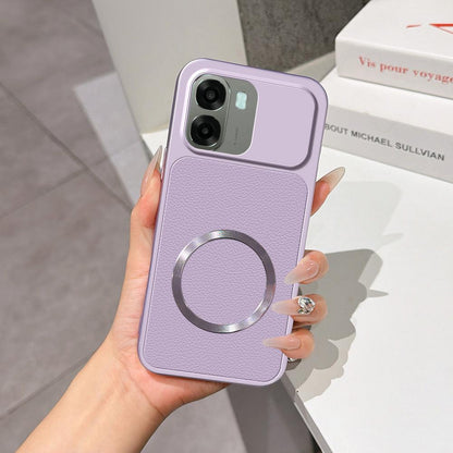 For OPPO A6x 4G / 5G Lambskin Series Magnetic Skin Feel Phone Case(Purple)