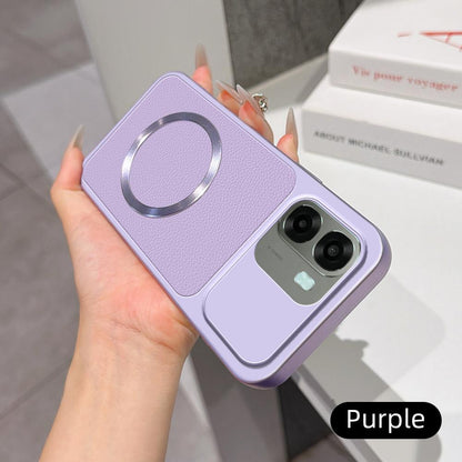 For OPPO A6x 4G / 5G Lambskin Series Magnetic Skin Feel Phone Case(Purple)