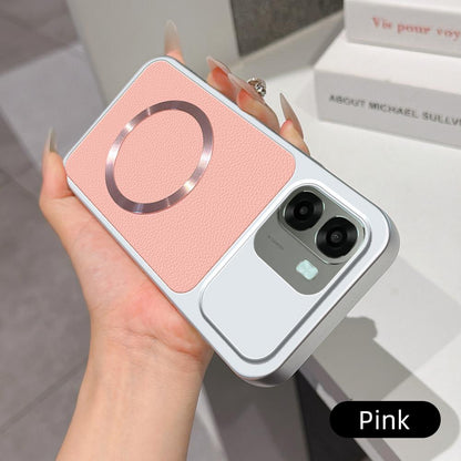 For OPPO A6x 4G / 5G Lambskin Series Magnetic Skin Feel Phone Case(Pink)