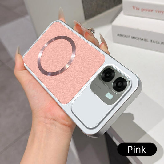 For OPPO A6x 4G / 5G Lambskin Series Magnetic Skin Feel Phone Case(Pink)