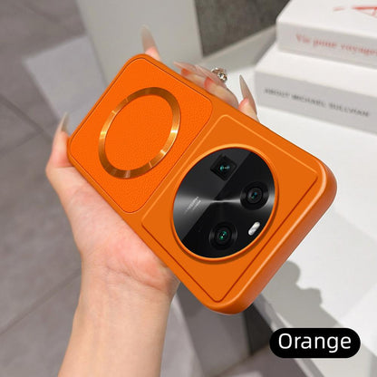 For OPPO Find X6 Lambskin Series Magnetic Skin Feel Phone Case(Orange)