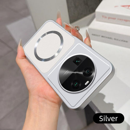 For OPPO Find X6 Lambskin Series Magnetic Skin Feel Phone Case(Silver)