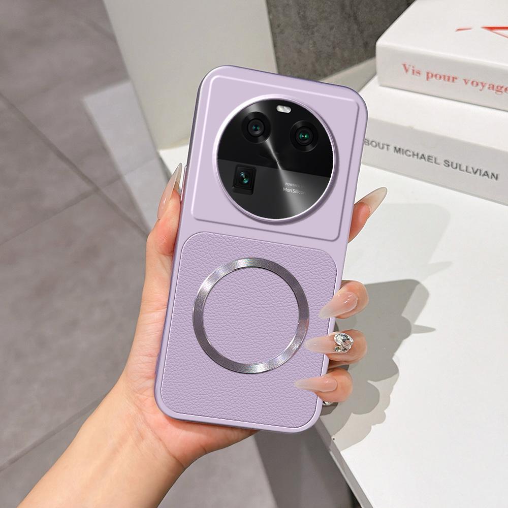 For OPPO Find X6 Lambskin Series Magnetic Skin Feel Phone Case(Purple)