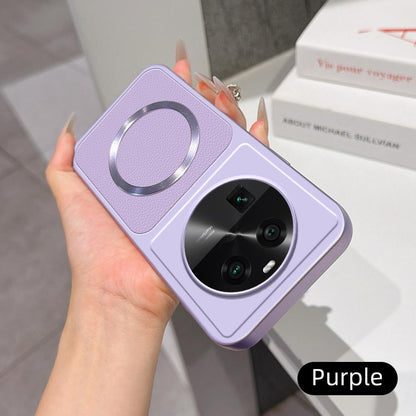 For OPPO Find X6 Lambskin Series Magnetic Skin Feel Phone Case(Purple)
