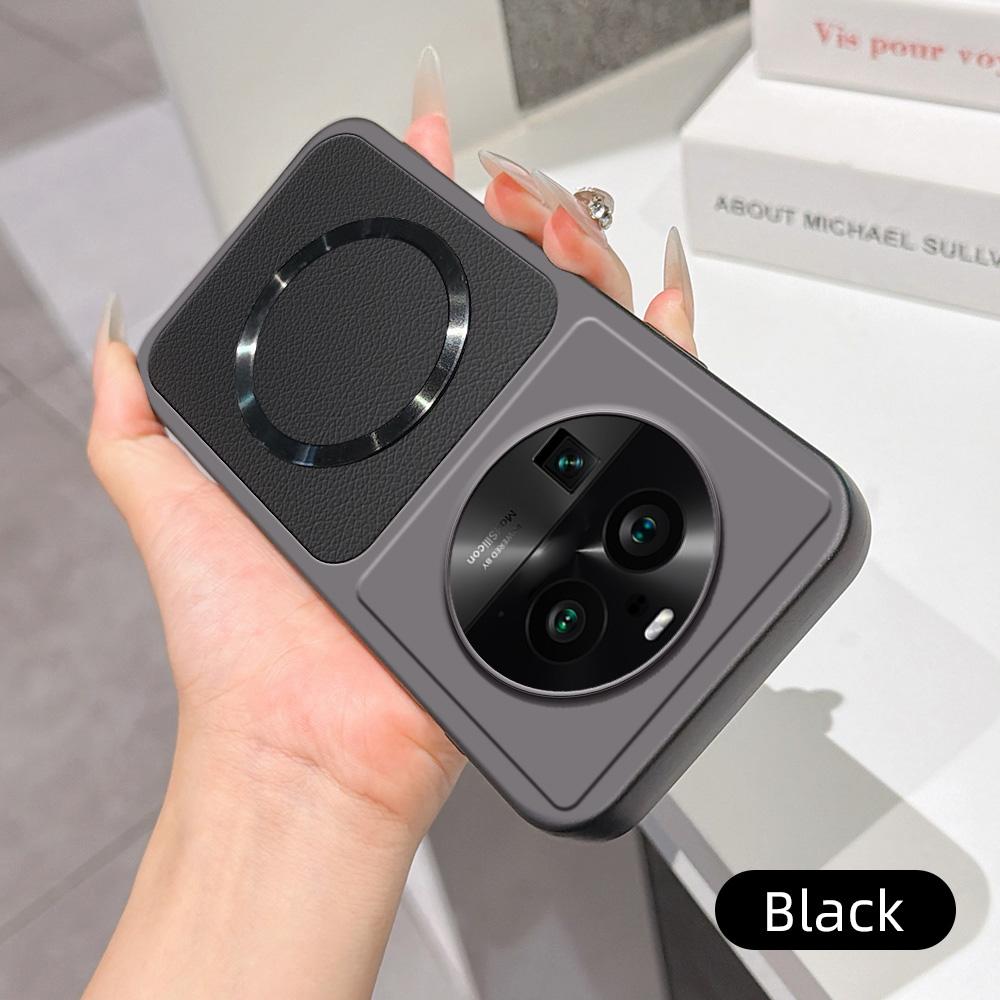 For OPPO Find X6 Pro Lambskin Series Magnetic Skin Feel Phone Case(Black)