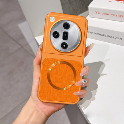 For OPPO Find X7 Lambskin Series Magnetic Skin Feel Phone Case(Orange)