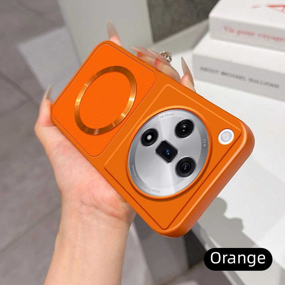 For OPPO Find X7 Lambskin Series Magnetic Skin Feel Phone Case(Orange)