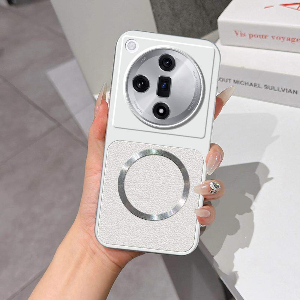 For OPPO Find X7 Lambskin Series Magnetic Skin Feel Phone Case(Silver)