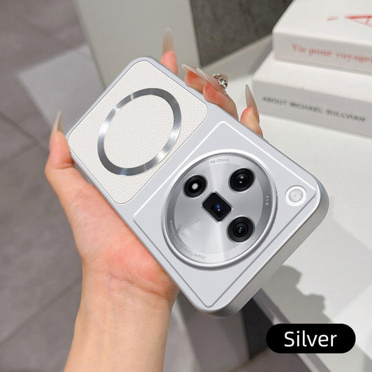 For OPPO Find X7 Lambskin Series Magnetic Skin Feel Phone Case(Silver)