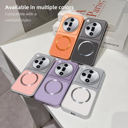For OPPO Find X7 Lambskin Series Magnetic Skin Feel Phone Case(Silver)
