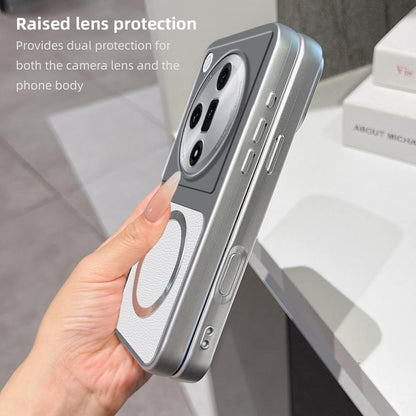 For OPPO Find X7 Lambskin Series Magnetic Skin Feel Phone Case(Silver)