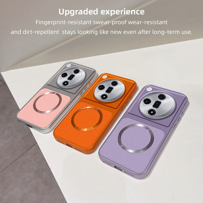 For OPPO Find X7 Lambskin Series Magnetic Skin Feel Phone Case(Purple)