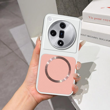 For OPPO Find X7 Lambskin Series Magnetic Skin Feel Phone Case(Pink)