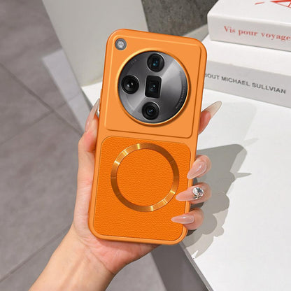 For OPPO Find X7 Ultra Lambskin Series Magnetic Skin Feel Phone Case(Orange)