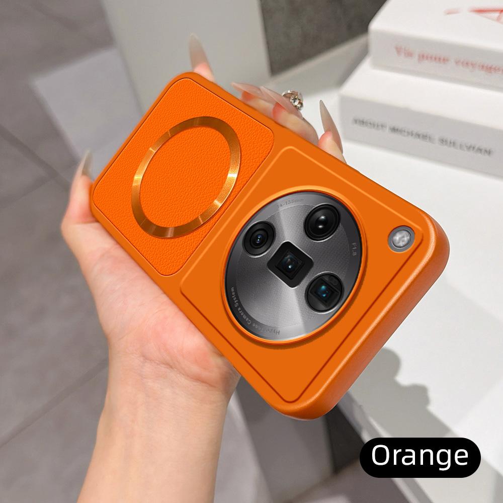 For OPPO Find X7 Ultra Lambskin Series Magnetic Skin Feel Phone Case(Orange)
