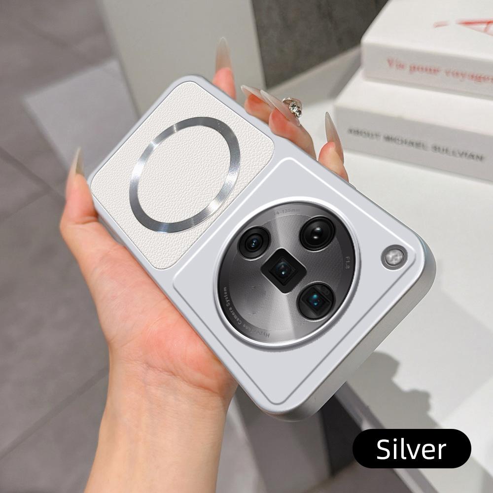 For OPPO Find X7 Ultra Lambskin Series Magnetic Skin Feel Phone Case(Silver)
