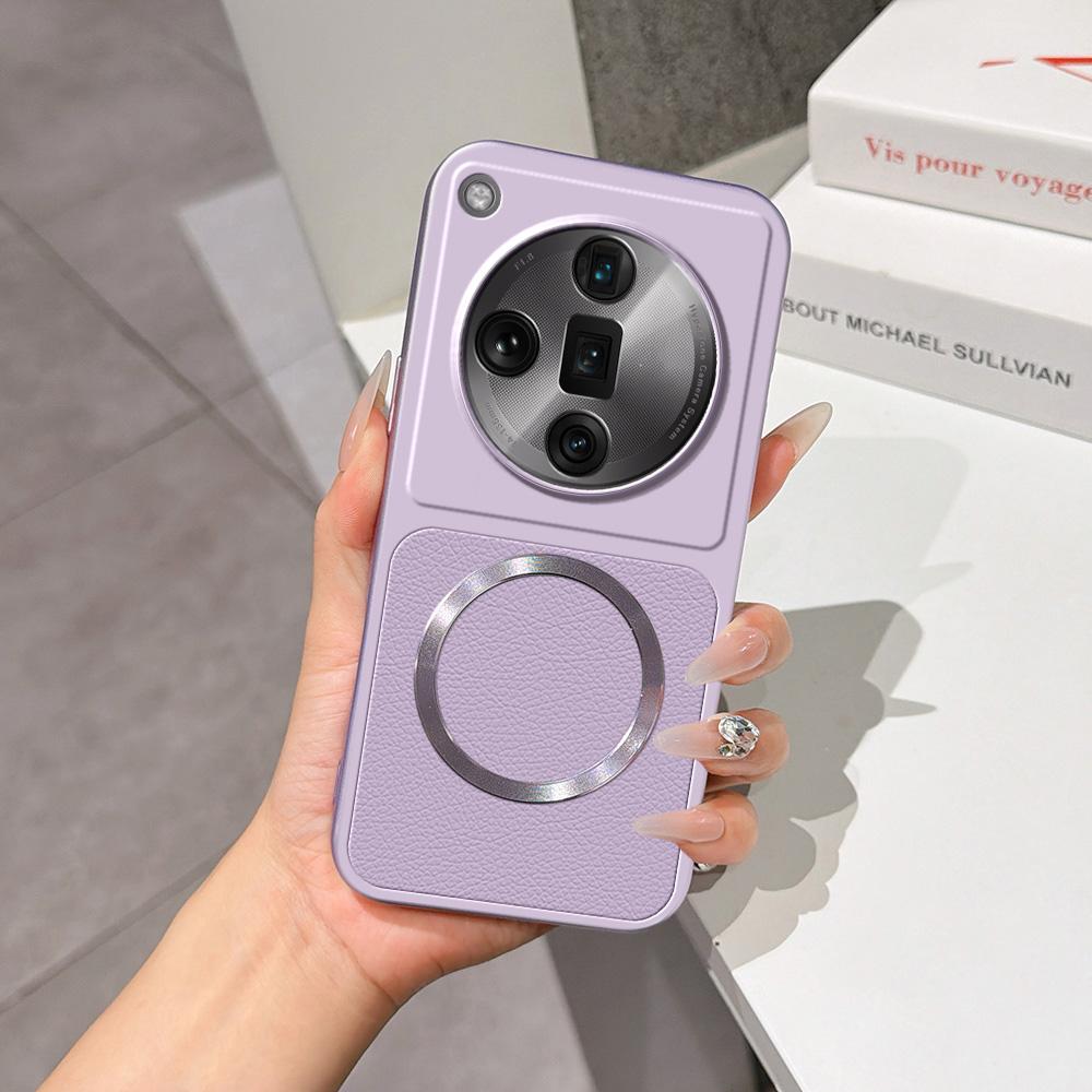 For OPPO Find X7 Ultra Lambskin Series Magnetic Skin Feel Phone Case(Purple)